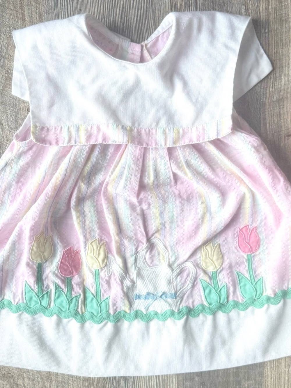 Samara Girls 3T Spring Dress Pastel Seersucker Tulip Applique Boutique Style